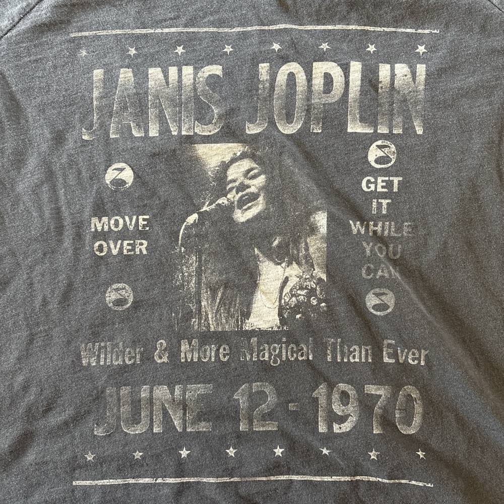 Gray Janis Joplin Merch T-Shirt